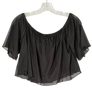 Sheer Black Off-Shoulder Flowy Mesh Top M/L